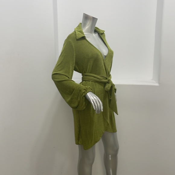 Princess Polly Long Sleeve  Green Party Time Mini Jersey Dress Size Various - Picture 7 of 12